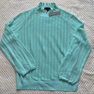 J Crew Ruffle Neck Sweater Mint Green